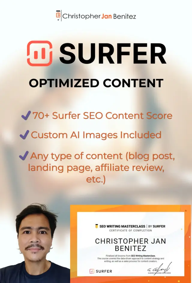 Surfer SEO Optimized Content Content Writing & Optimization Christopher Jan Benitez